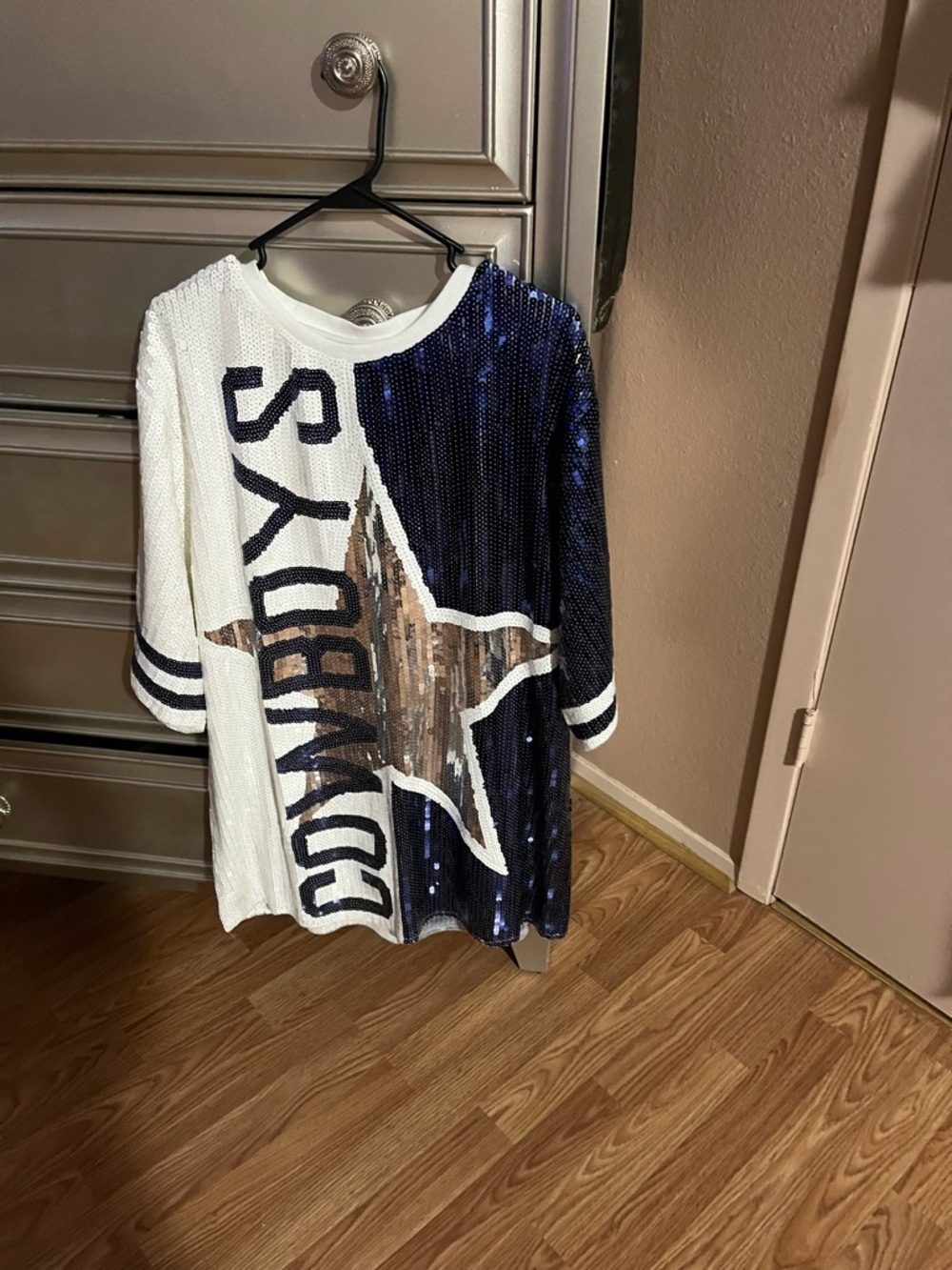 Sequin Dallas Cowboys Kids Top - Navy & White
